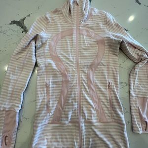 Baby pink and white striped lulu lemon workout jacket!